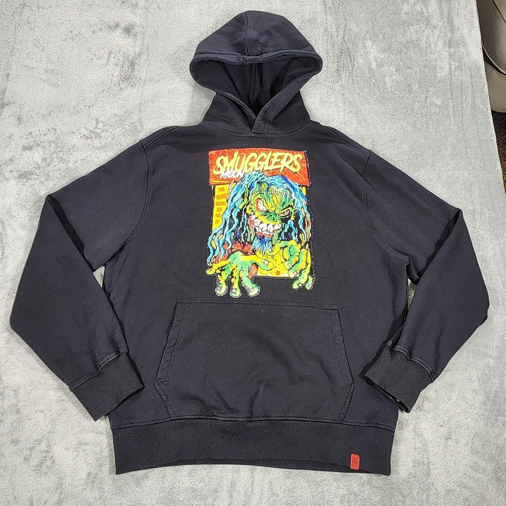 Smugglers Moon Hoodie Mens 3XL Black Pullover Fleece Sweatshirt Monster Graphic